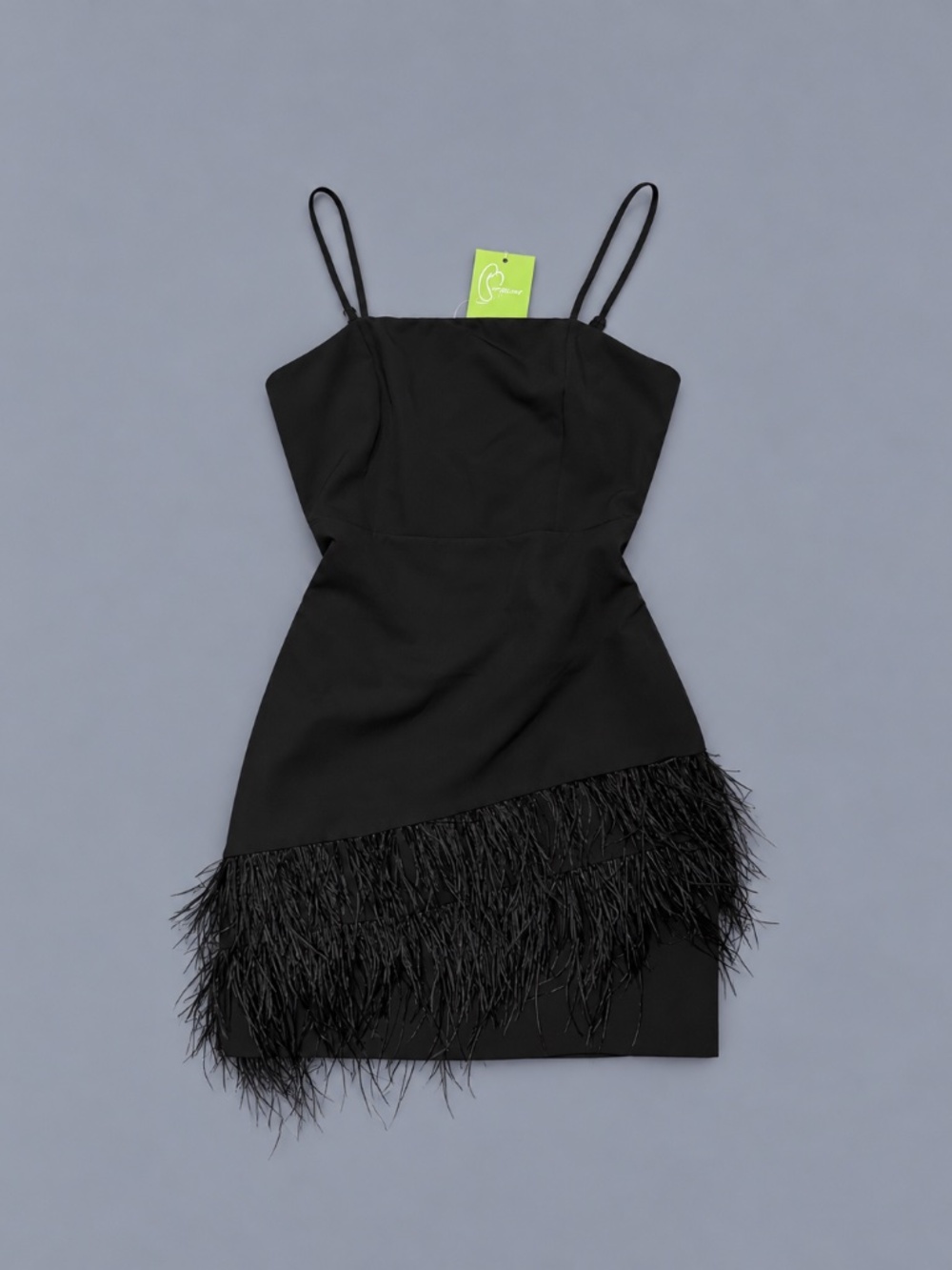 Sam Edelman Black Feather Trim Mini Dress – Size 6 NWT